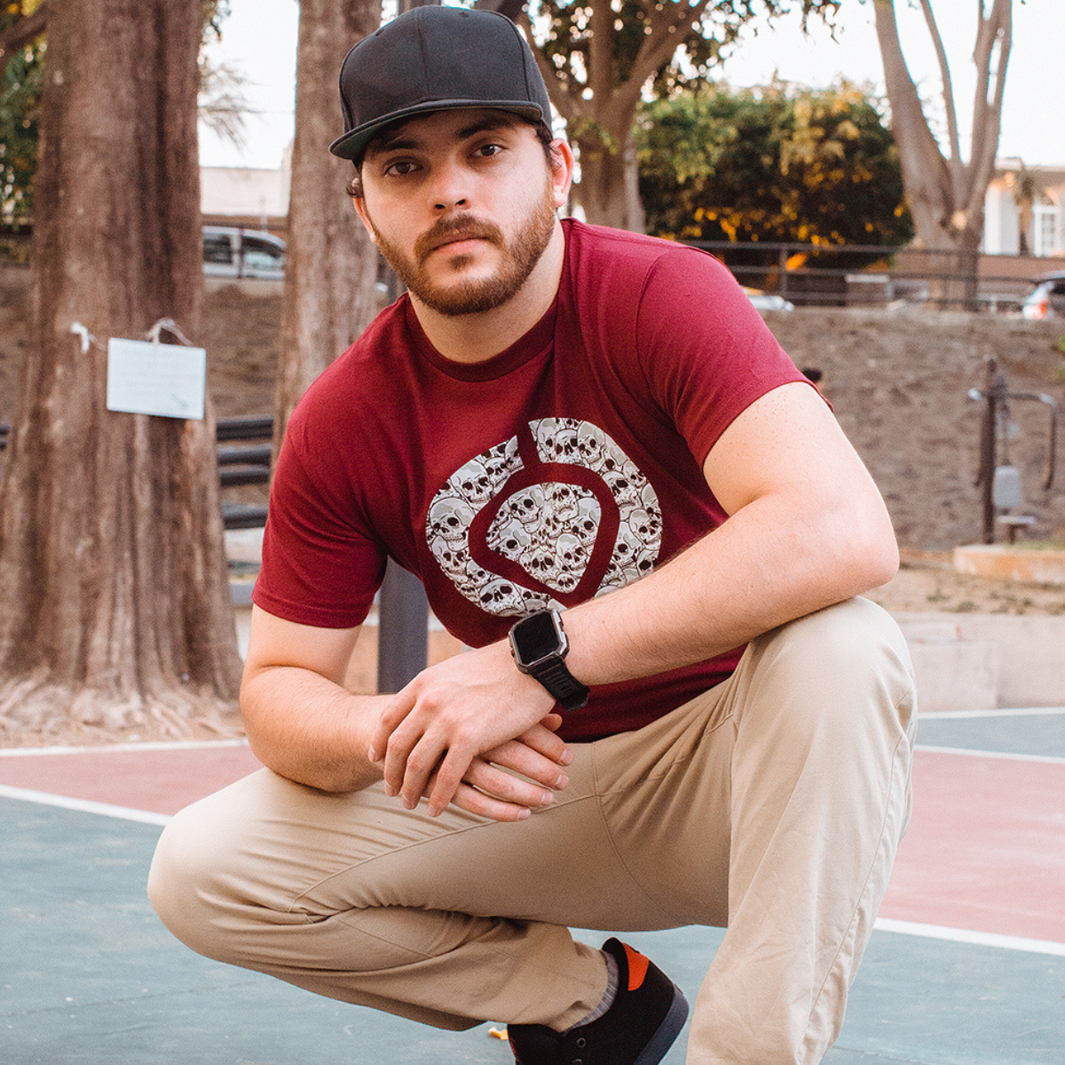 ICON SKULL TEE BURGUNDY